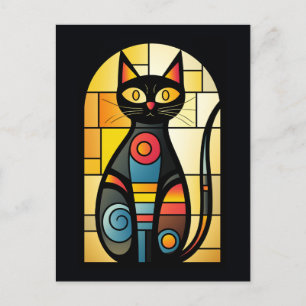 Faux Glas in lood Cat Briefkaart