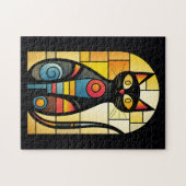 Faux Glas in lood Cat Legpuzzel (Horizontaal)