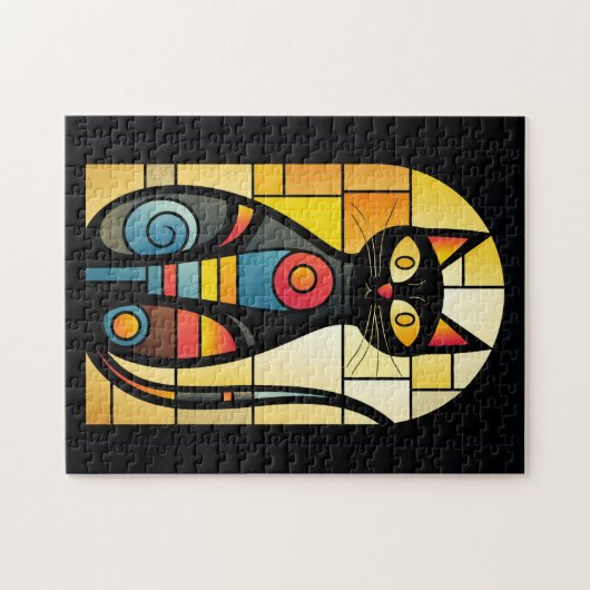 Faux Glas in lood Cat Legpuzzel (Horizontaal)