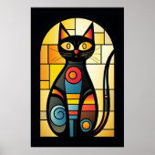 Faux Glas in lood Cat Poster (Voorkant)