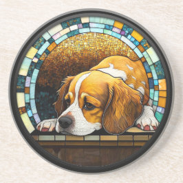 Faux Glas in lood Cavalier King Charles Spaniel Zandsteen Onderzetter