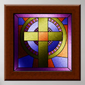 Faux Glas in lood Church Window Easter Cross Poster (Voorkant)