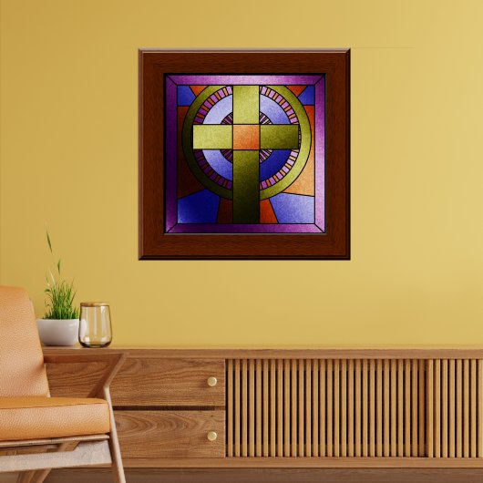 Faux Glas in lood Church Window Easter Cross Poster (Woonkamer 2)