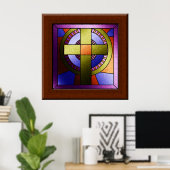 Faux Glas in lood Church Window Easter Cross Poster (Thuiskantoor)