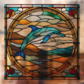 Faux glas-in-lood  dolfijn venster raamsticker (Vel 2)