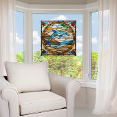 Faux glas-in-lood  dolfijn venster raamsticker