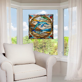 Faux glas-in-lood  dolfijn venster raamsticker