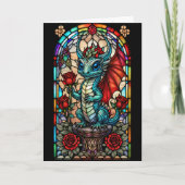Faux Glas in lood Dragon met Roos Kaart (Voorkant)
