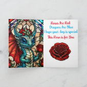 Faux Glas in lood Dragon met Roos Kaart (Binnen)