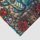 Faux Glas in lood Dragon met Roos Tissuepapier (Detail)