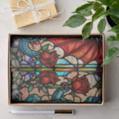 Faux Glas in lood Dragon met Roos Tissuepapier (Geschenk)