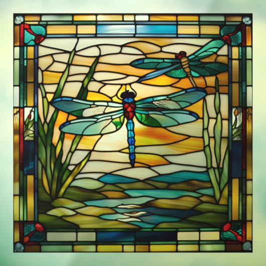 Faux Glas in lood Dragonfly Raamsticker (Vel 3)