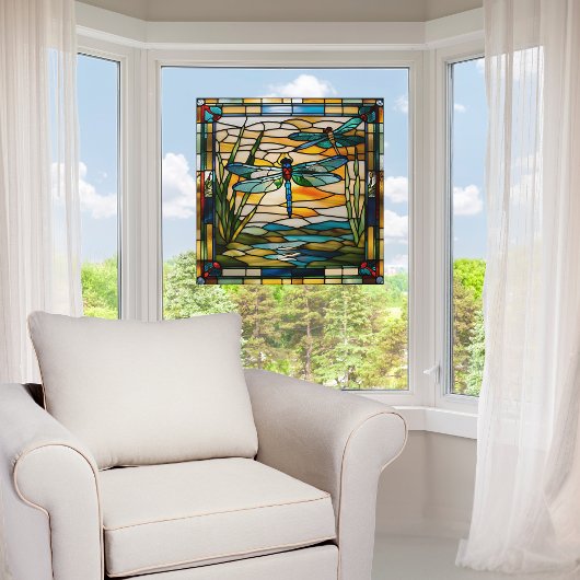 Faux Glas in lood Dragonfly Raamsticker