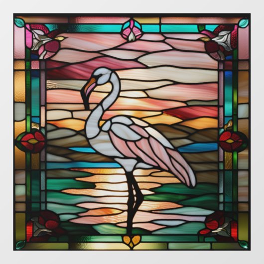 Faux Glas in lood Flamingo Raamsticker (Vel)