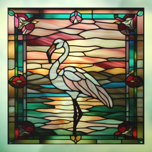 Faux Glas in lood Flamingo Raamsticker (Vel 3)