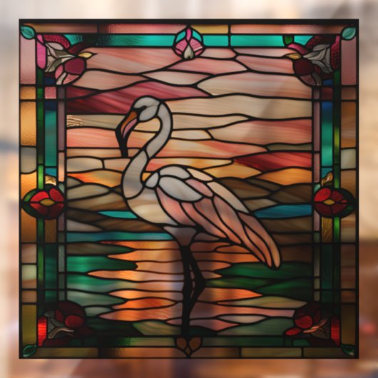Faux Glas in lood Flamingo Raamsticker (Vel 2)