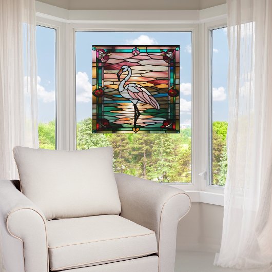 Faux Glas in lood Flamingo Raamsticker