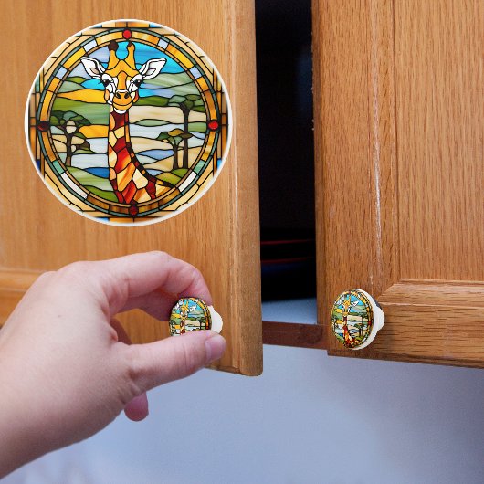 Faux Glas in lood Giraffe Keramische Knop