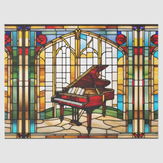 Faux Glas in lood Grand Piano voor Decoupage Craft Tissuepapier (Voorkant)