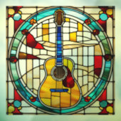 Faux Glas in lood Guitar Window Cling Raamsticker (Vel 3)
