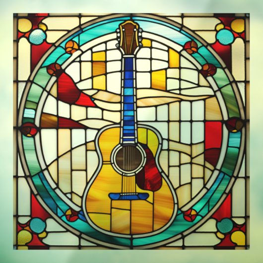 Faux Glas in lood Guitar Window Cling Raamsticker (Vel 3)