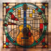 Faux Glas in lood Guitar Window Cling Raamsticker (Vel 2)