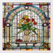 Faux Glas in lood in een vaas Raamsticker (Vel)
