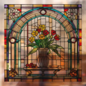 Faux Glas in lood in een vaas Raamsticker (Vel 2)