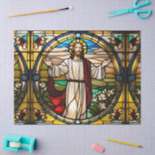 Faux Glas in lood Jesus met armen uit Decoupage Tissuepapier (Craft)