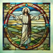 Faux Glas in lood Jesus met wijd open armen Raamsticker (Vel 3)