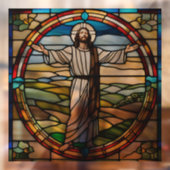 Faux Glas in lood Jesus met wijd open armen Raamsticker (Vel 2)