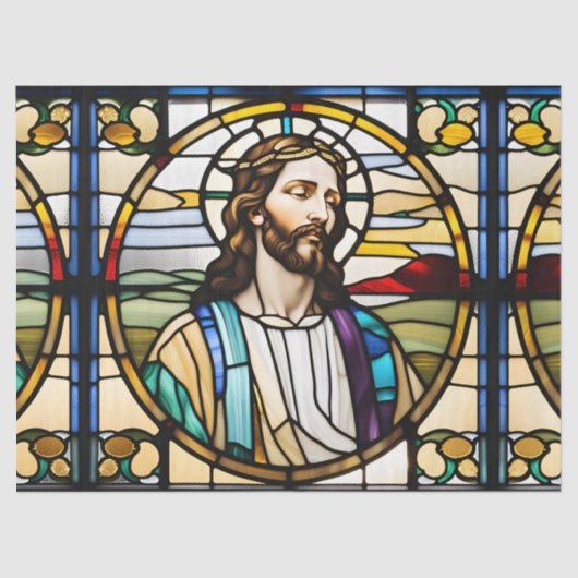 Faux Glas in lood Jesus voor Decoupage Craft Tissuepapier (Voorkant)