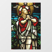 Faux-Glas in lood Jezus bidt in de wilde natuur Raamsticker (Vel)