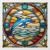 Faux Glas in lood Jumping Dolphin Raamsticker (Vel)