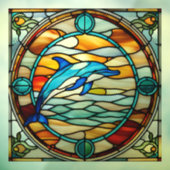 Faux Glas in lood Jumping Dolphin Raamsticker (Vel 3)