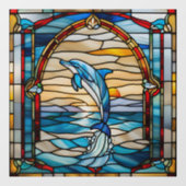 Faux Glas in lood Jumping Dolphin Raamsticker (Vel)