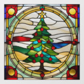 Faux glas-in-lood kerstboom groot raamsticker (Vel)