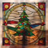 Faux glas-in-lood kerstboom groot raamsticker (Vel 2)