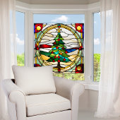 Faux glas-in-lood kerstboom groot raamsticker