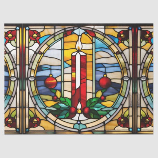 Faux Glas in lood kerstkaars voor decoupage Tissuepapier (Voorkant)