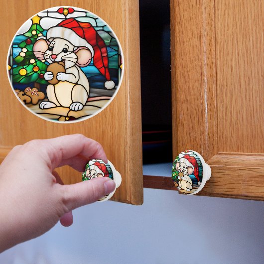 Faux Glas in lood Kerstmuis Eten Cookie Keramische Knop