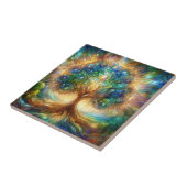 Faux Glas in lood, kunstzinnige levensboom Tegeltje (Zijkant)