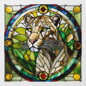 Faux Glas in lood leeuwin Raamsticker (Vel)