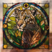 Faux Glas in lood leeuwin Raamsticker (Vel 2)