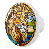 Faux Glas in lood Lion Keramische Knop (Rechts)