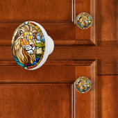 Faux Glas in lood Lion Keramische Knop
