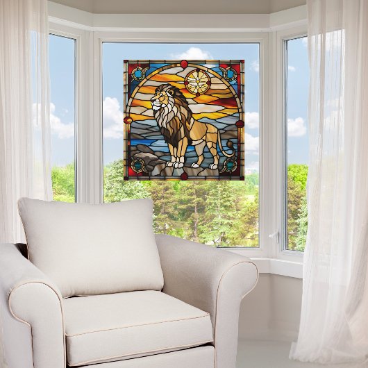 Faux Glas in lood Lion Raamsticker