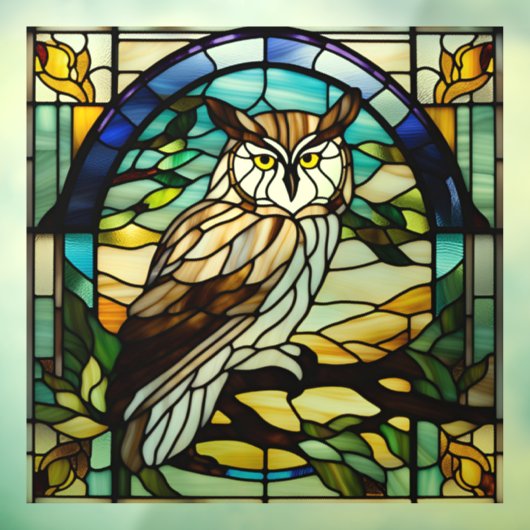 Faux Glas in lood Owl Raamsticker (Vel 3)