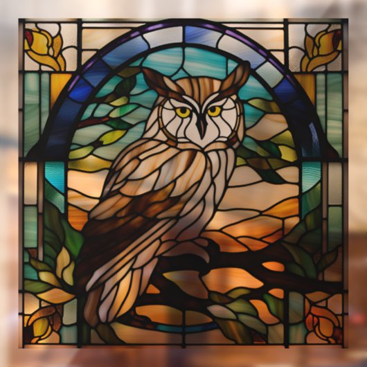 Faux Glas in lood Owl Raamsticker (Vel 2)