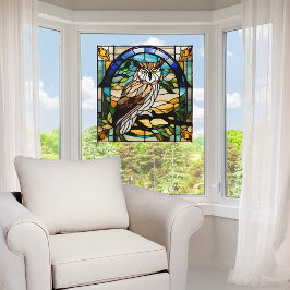 Faux Glas in lood Owl Raamsticker